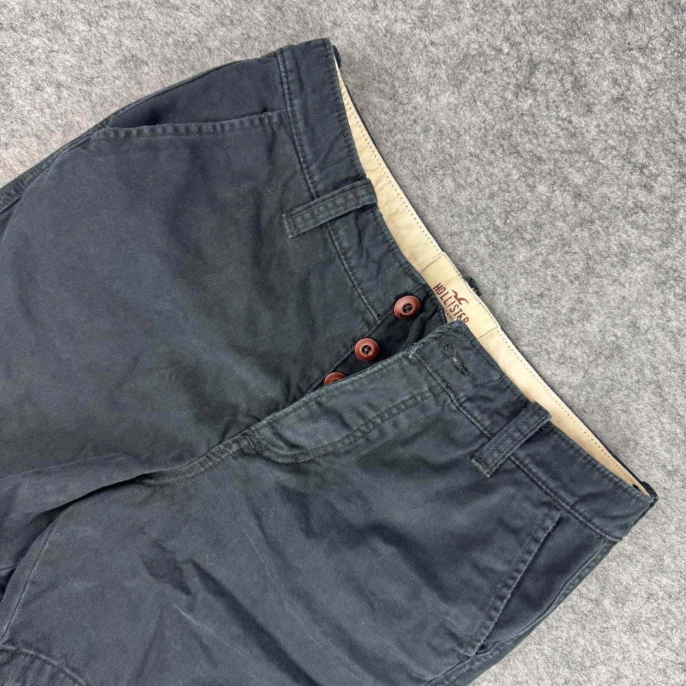Hollister California Mens Black Button Fly Chino Shorts Size 30 Cotton Casual